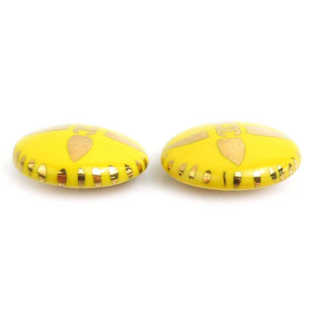 CHANEL Authentic Yellow Logo Earrings - Picture 3 of 8